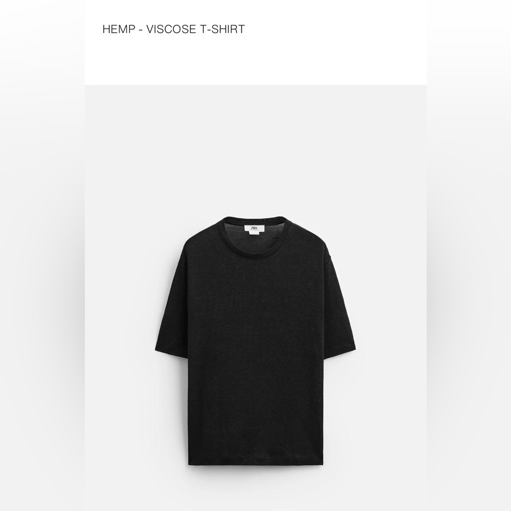 Zara Hemp Viscose Men's Black Short Sleeve Tee